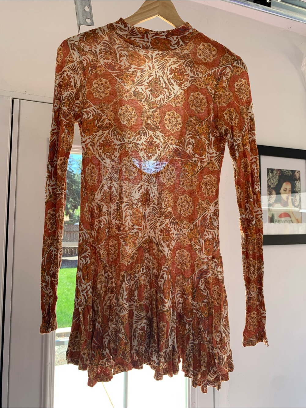 Free People Rust Floral Long-Sleeve Tunic